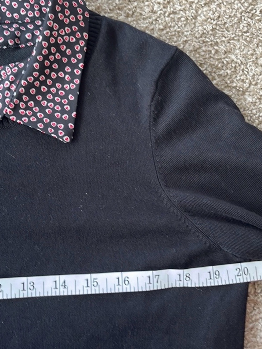 Black Layered-Look twofer Sweater-Blouse Combo Top - Picture 7 of 8